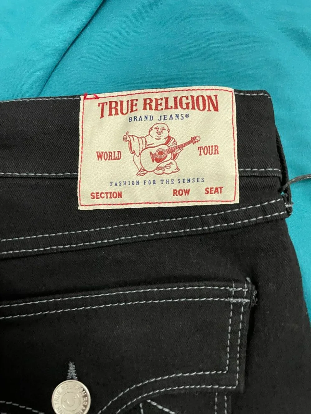 True Religion Mens Ricky SN Flap Relaxed Straight Jeans Men’s 36 36x30 Black NWT